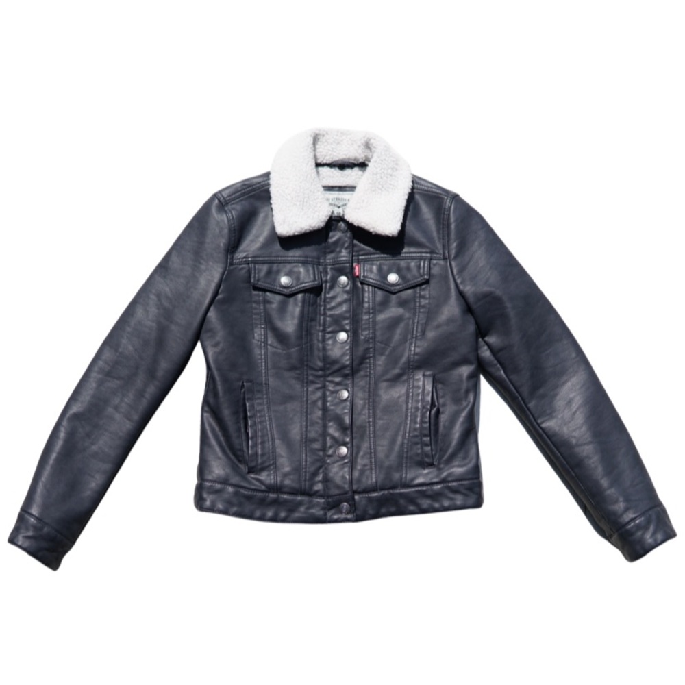 ❤️‍🔥LEVI’S BLACK LEATHER LINED ZIP/SNAP JACKET